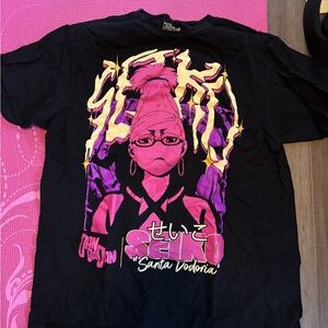 Dandadan Graphic Kids T‑Shirt — Black with Pink & Purple Print